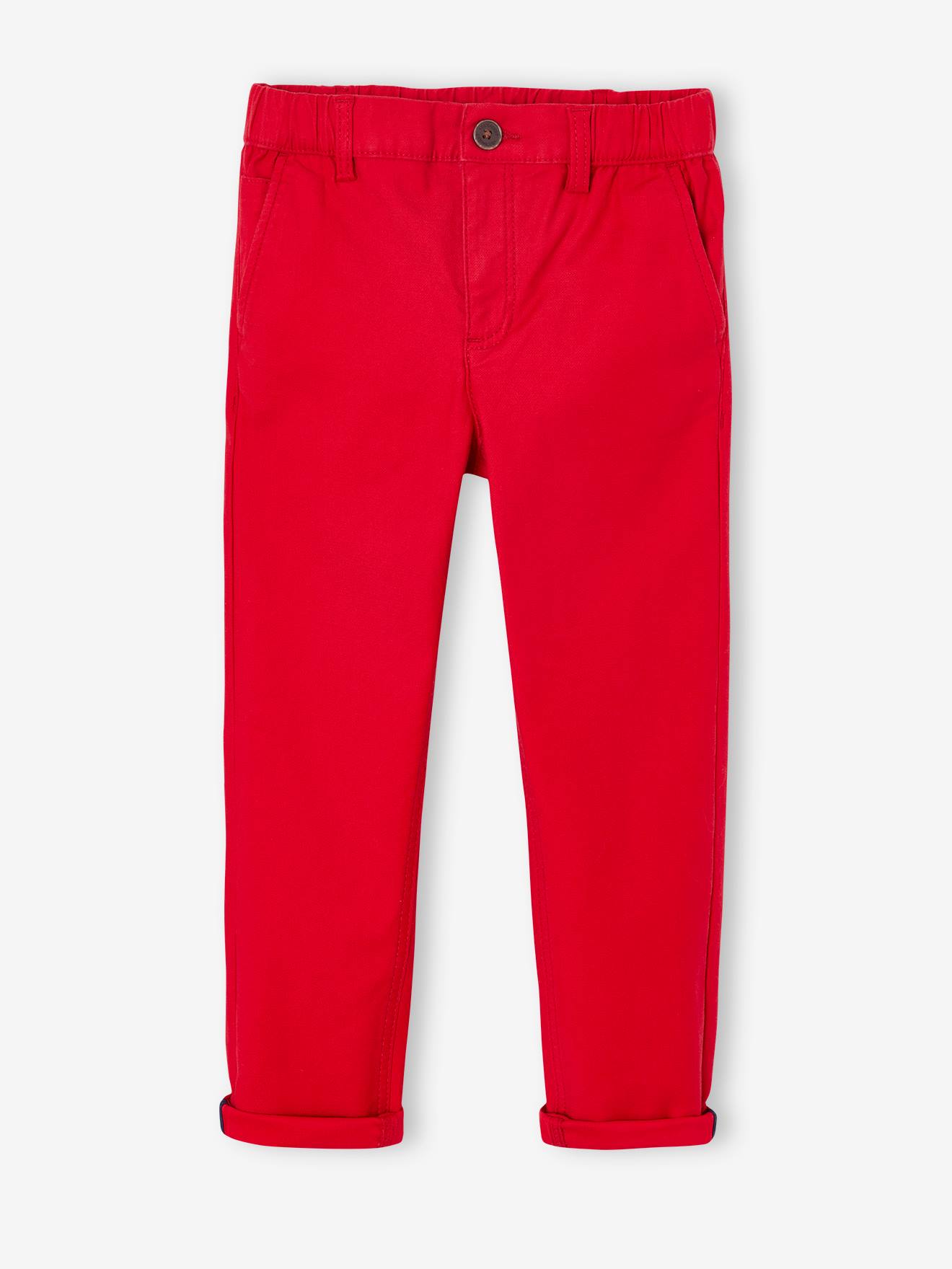 Pantalon esprit chino facile à enfiler garçon rouge