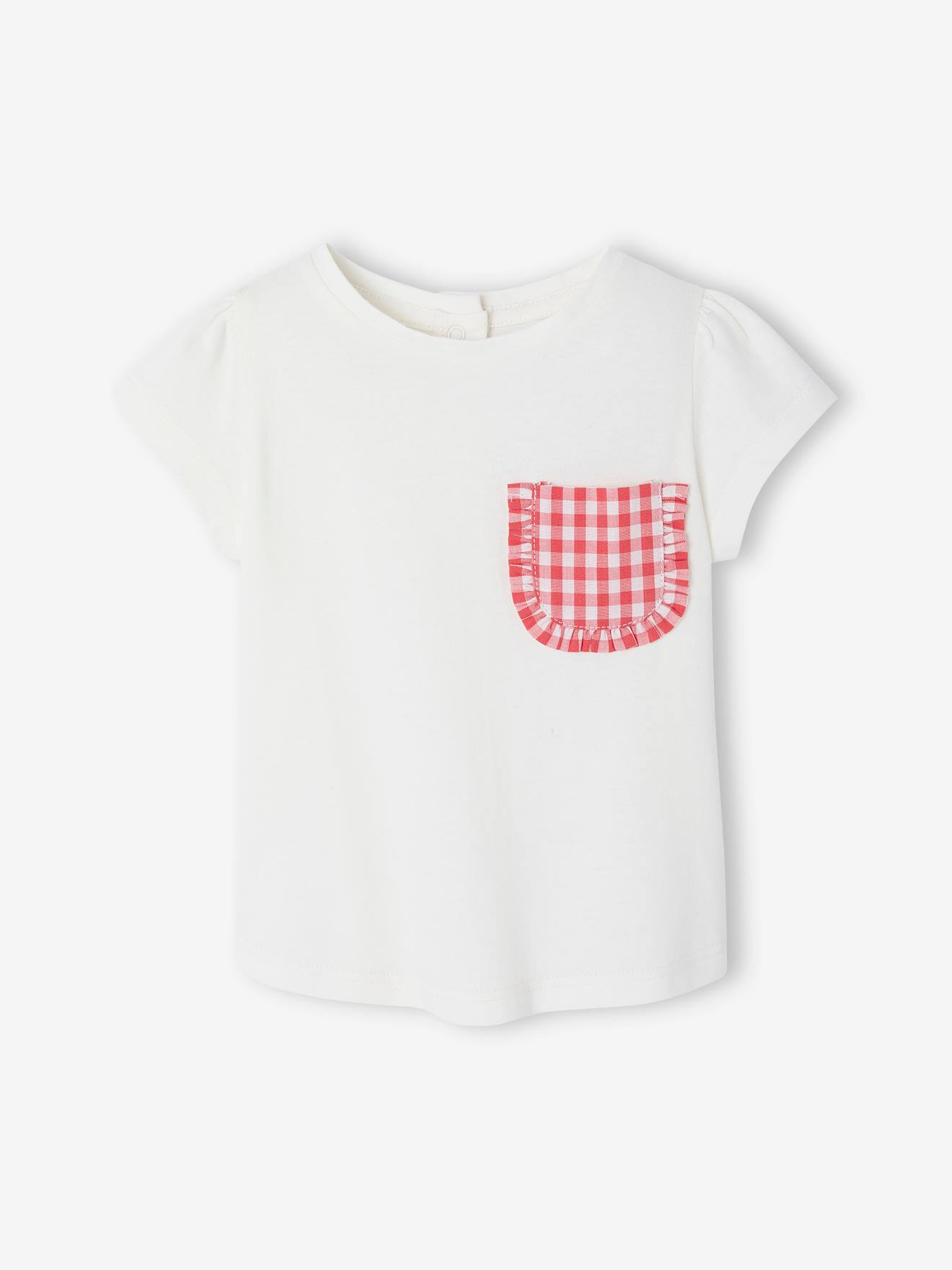 T-shirt poche fantaisie vichy bébé écru