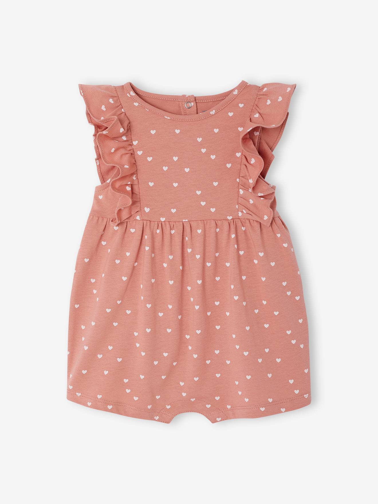 Combishort bébé Basics manches volantées rose