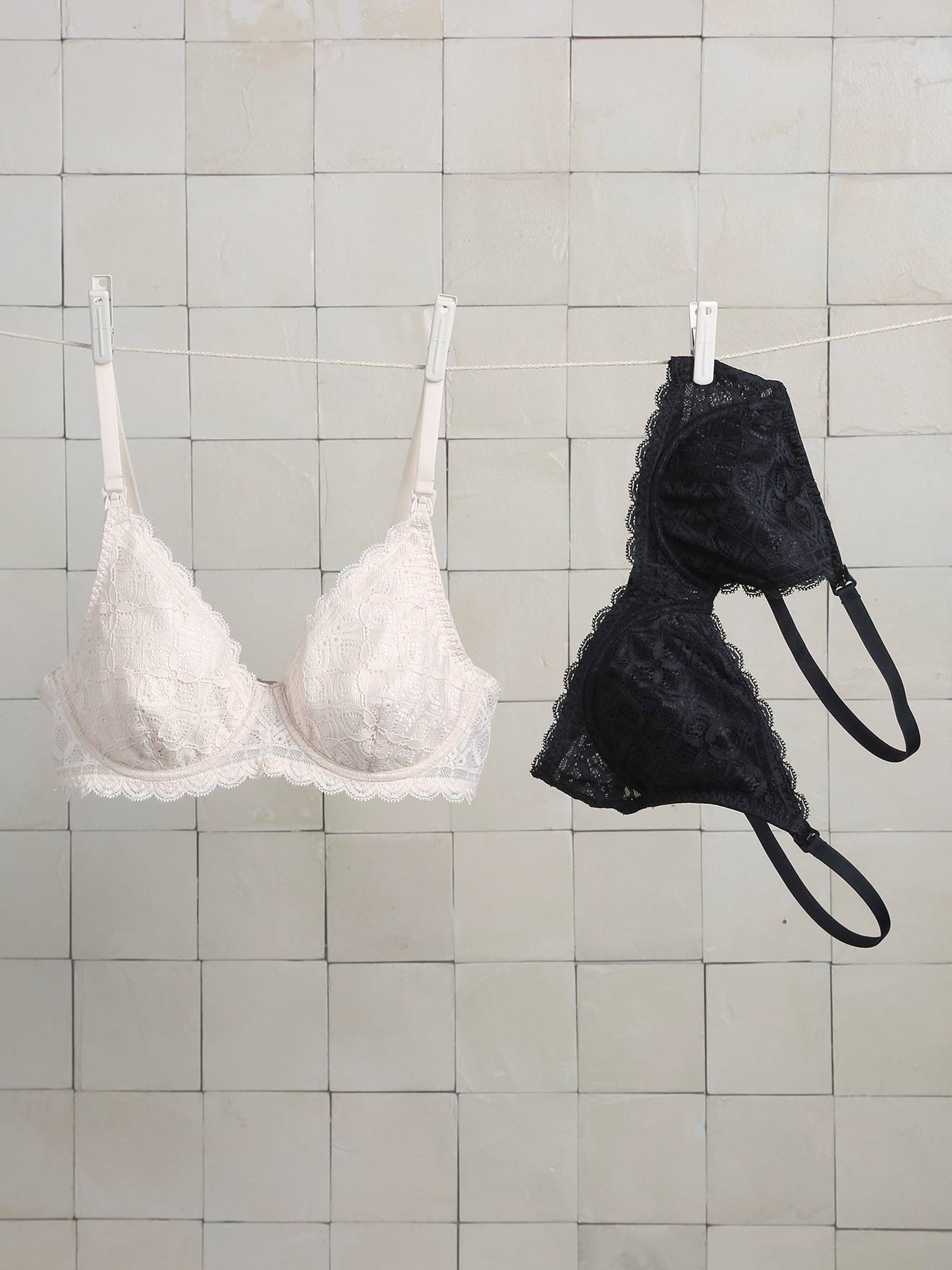 Lot soutiens-gorge d'allaitement avec armatures en dentelle noir