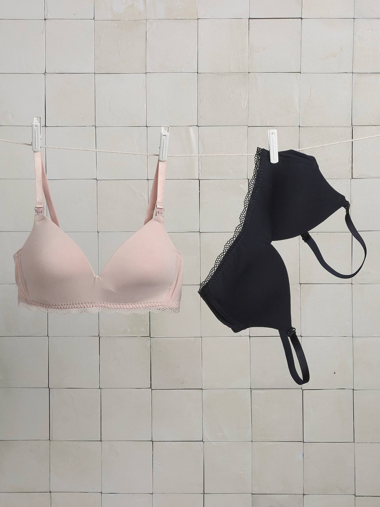 2 soutiens-gorge d'allaitement sans armatures viscose de bambou noir