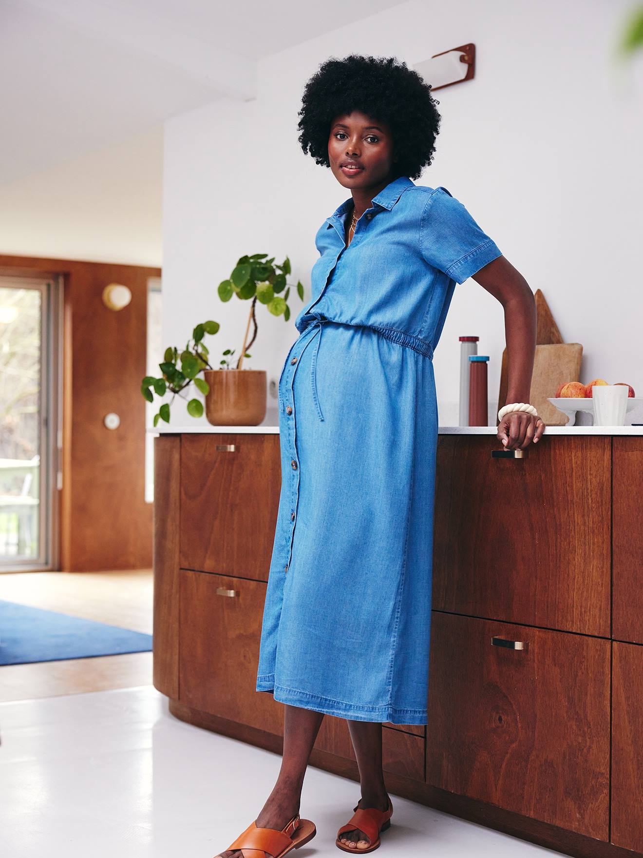 Robe-chemise longue en lyocell grossesse et allaitement stone