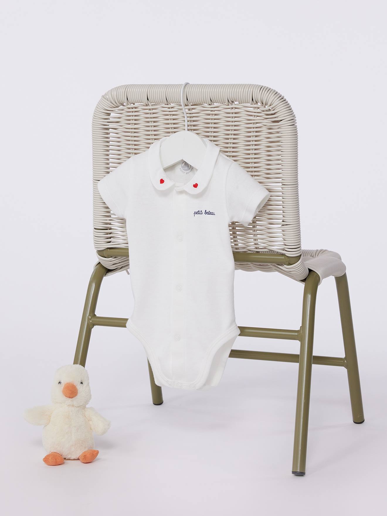 Body naissance à col manches courtes PETIT BATEAU blanc
