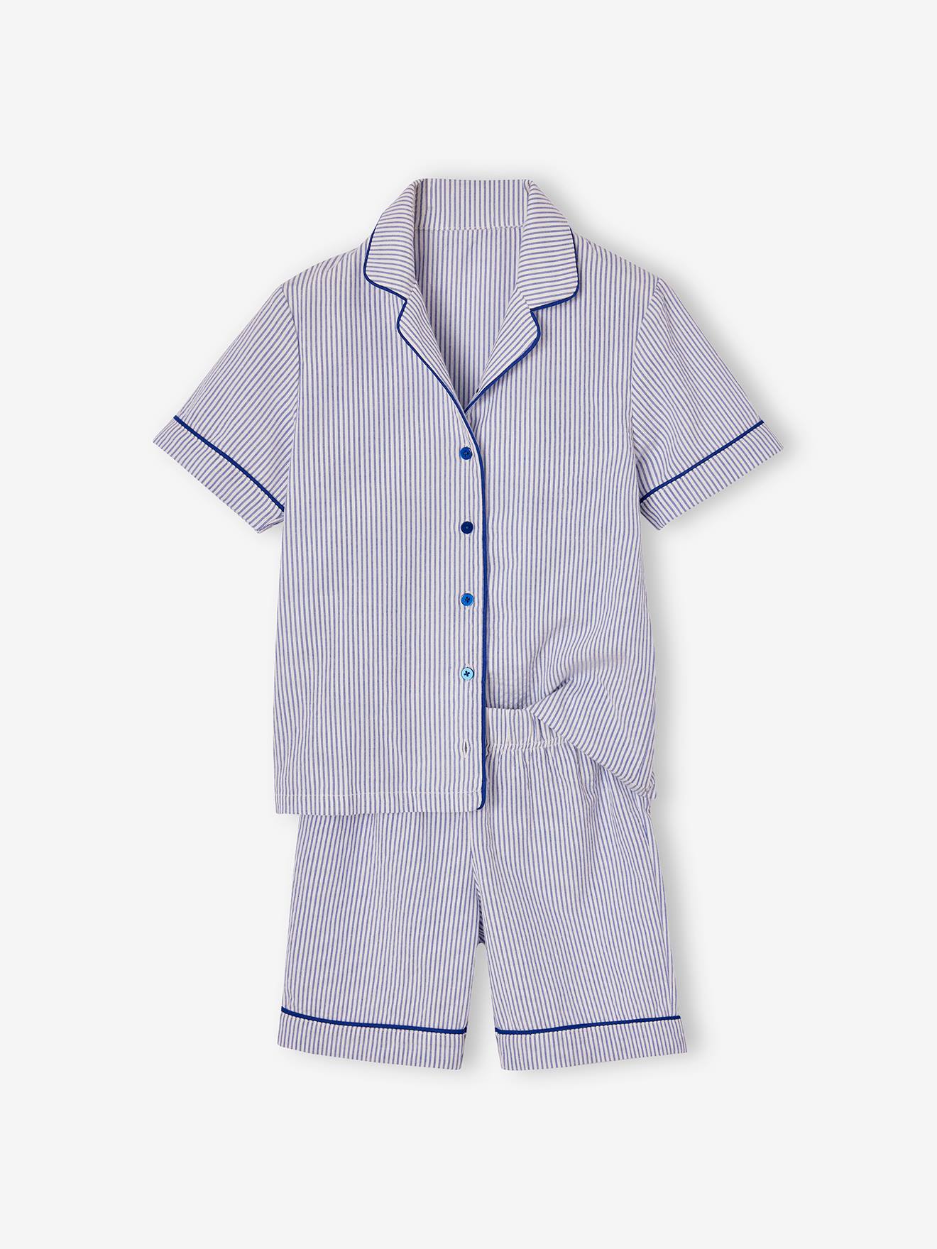 Pyjashort en popeline garçon bleu électrique