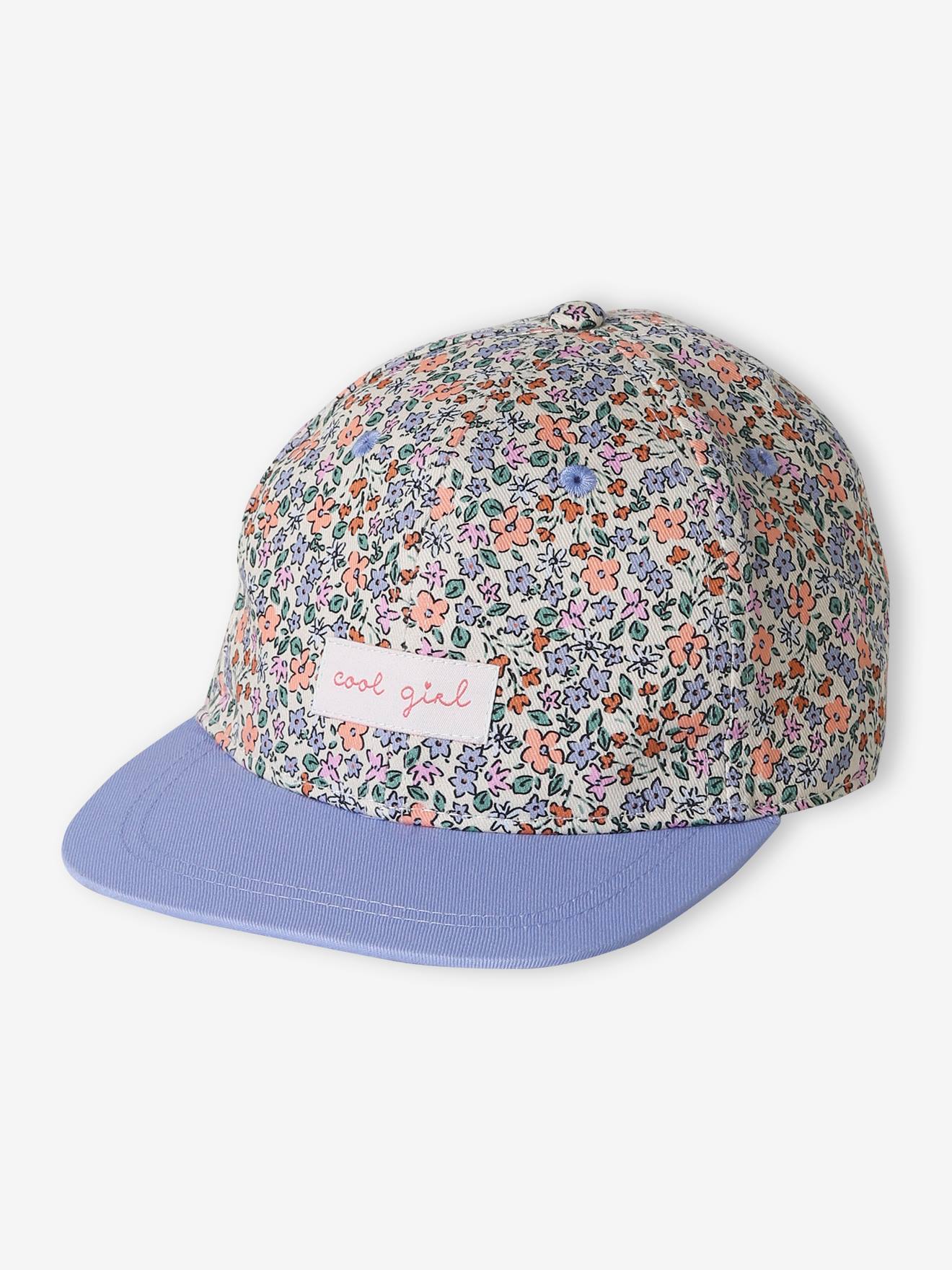 Casquette fleurie fille bleu