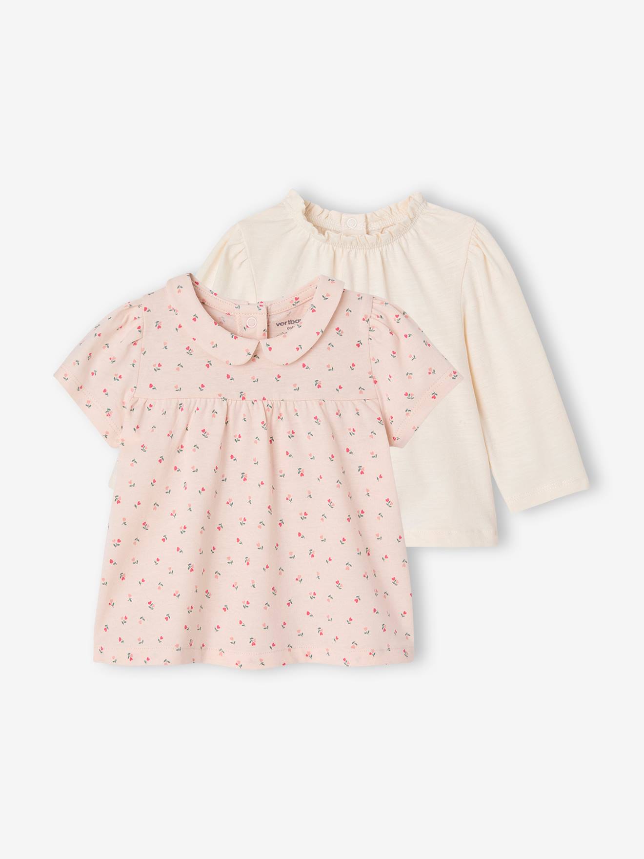 Lot de 2 T-Shirts naissance rose pâle