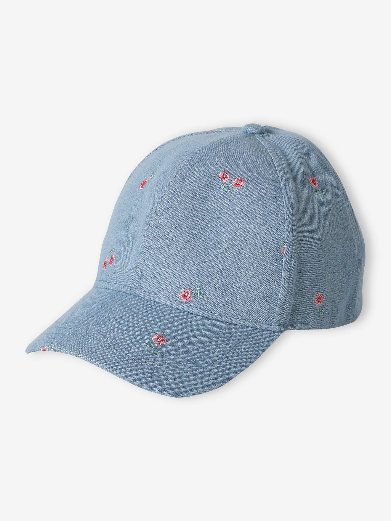 Casquette brodée fille bleu jean