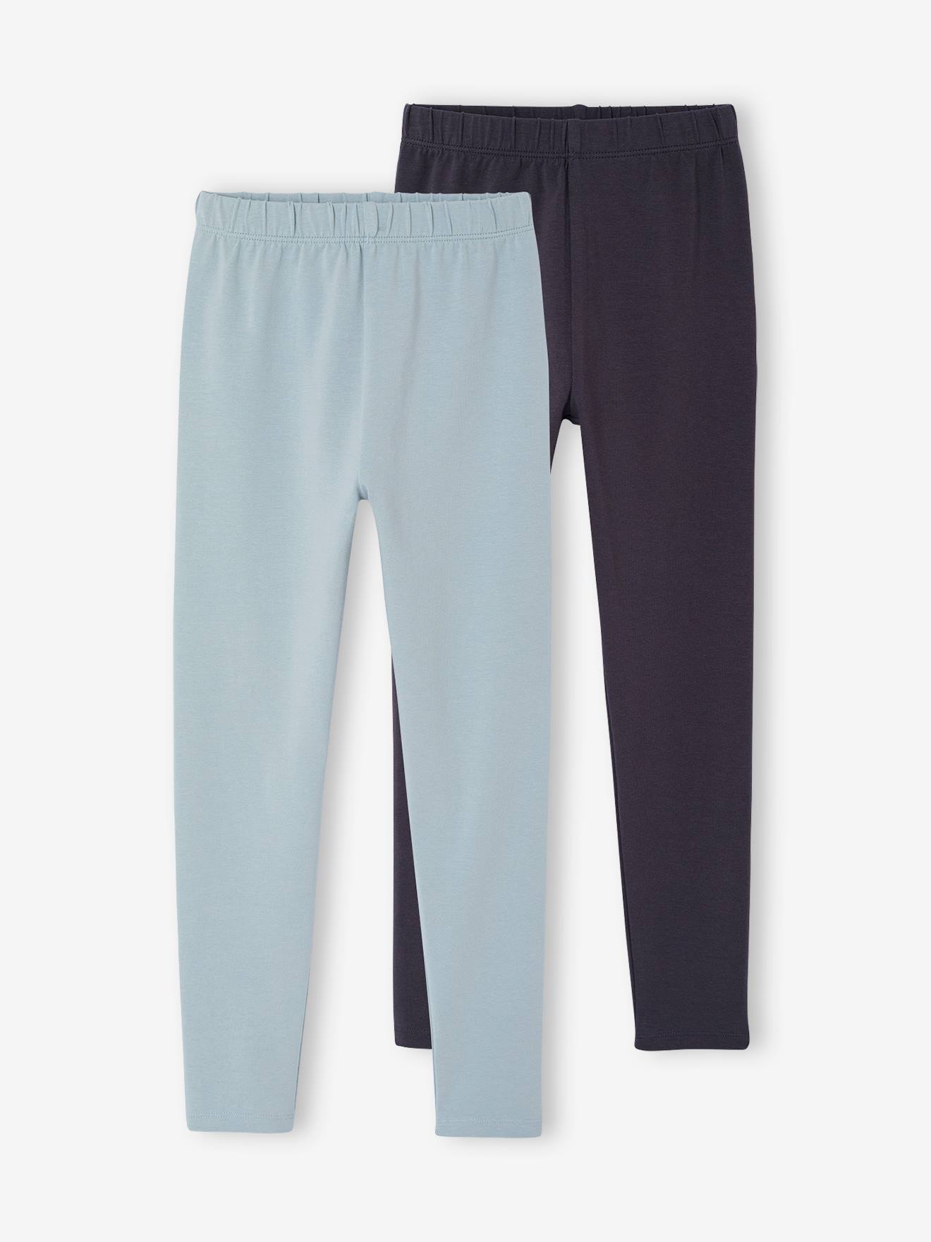 Lot de 2 leggings Basics unis fille anthracite