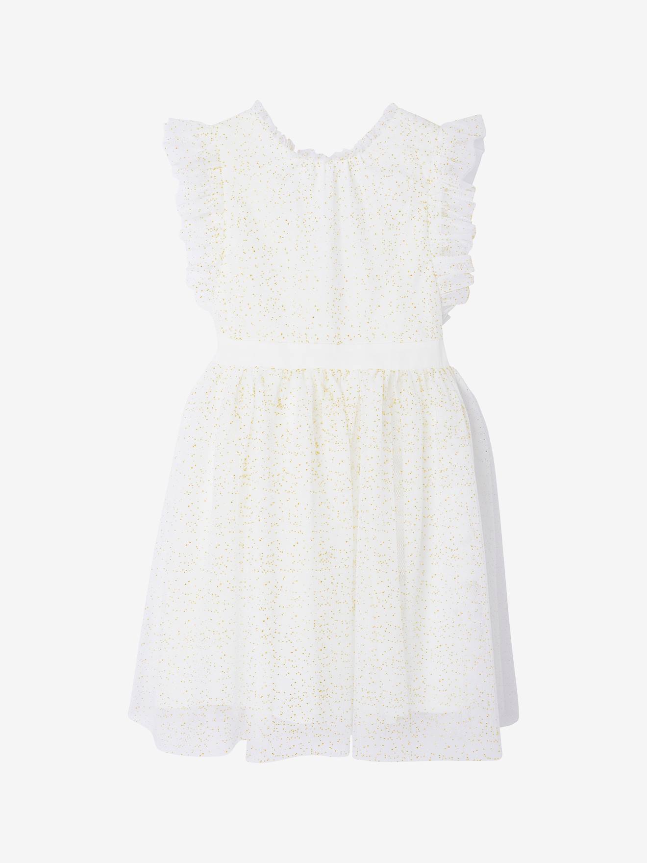 Robe de cérémonie en tulle fille blanc