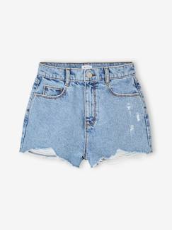 Short en jean effet usé fille  - vertbaudet enfant
