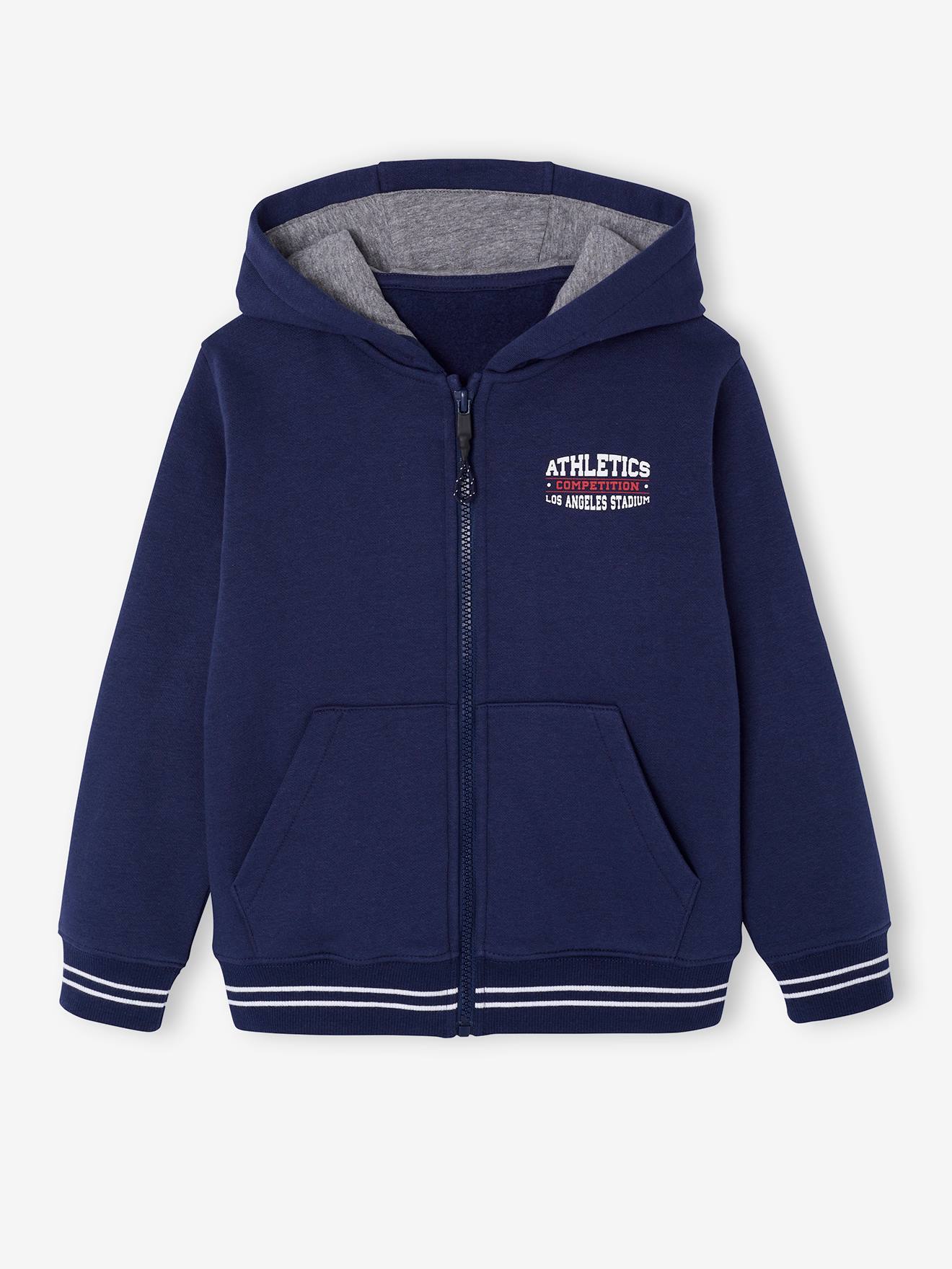 Sweat zippé à capuche sport garçon marine