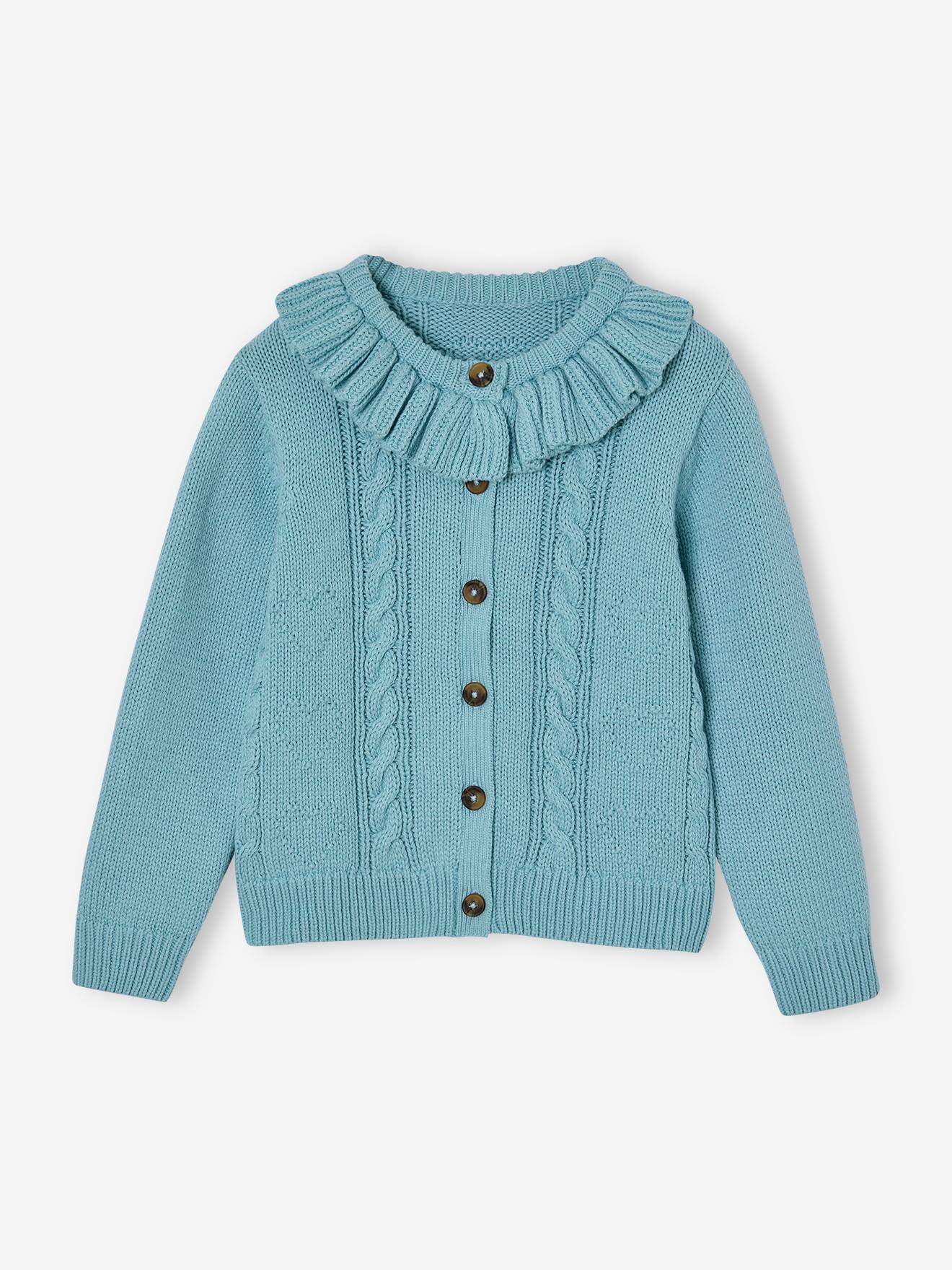Gilet à collerette fille bleu ciel