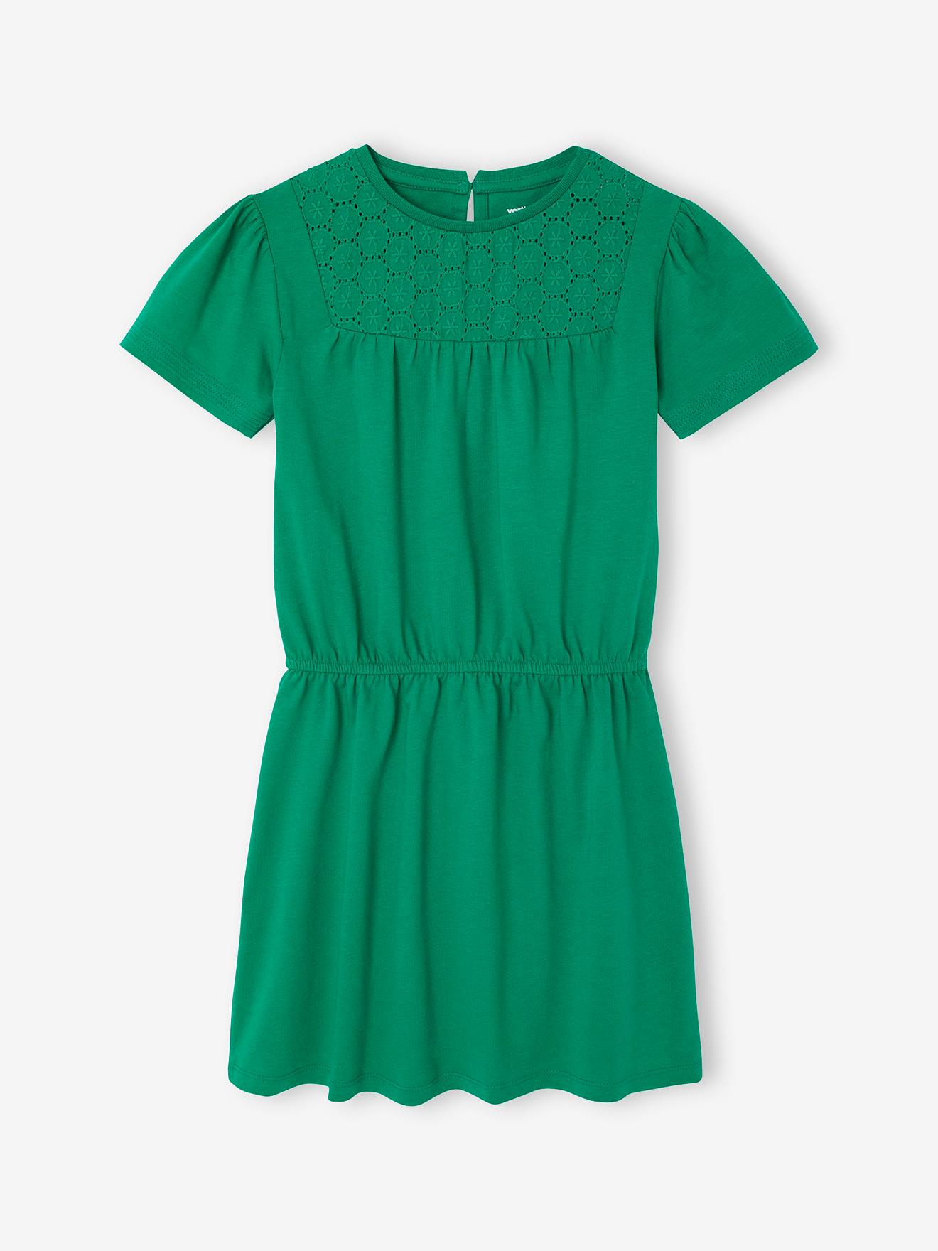 Robe détail en macramé fille vert