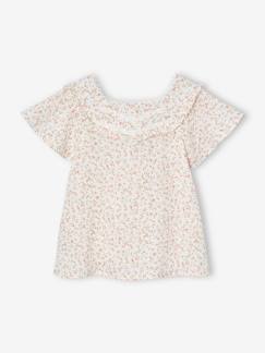 -Blouse de cérémonie fleurie en gaze de coton fille