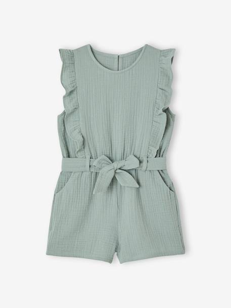 Fille-Combishort fille gaze de coton à volants