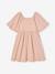 Robe cérémonie smocks dos fille en tissu reliéfé rose pâle+vanille+vert sauge 1 - vertbaudet enfant 