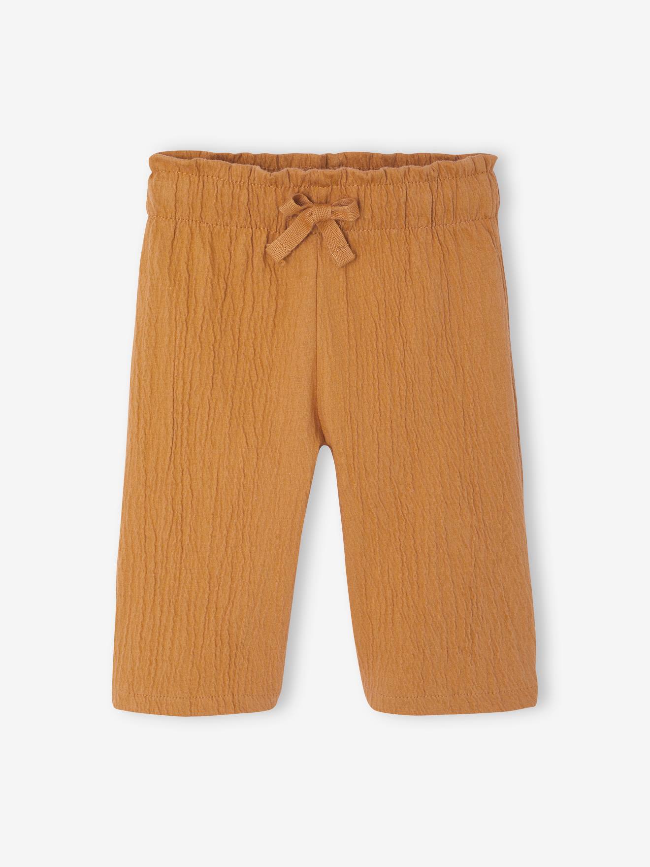 Pantalon large bébé caramel