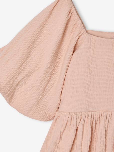 Robe cérémonie smocks dos fille en tissu reliéfé rose pâle+vanille+vert sauge 3 - vertbaudet enfant 