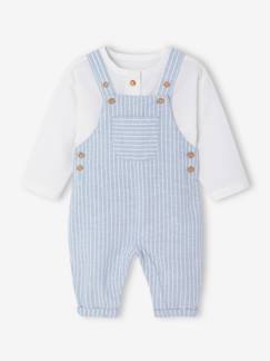 Ensemble bébé naissance cérémonie chemise salopette en lin et coton  - vertbaudet enfant