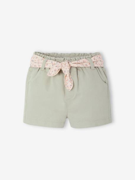 Bébé-Short-Short bébé fille paperbag avec ceinture imprimée