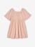 Robe cérémonie smocks dos fille en tissu reliéfé rose pâle+vanille+vert sauge 2 - vertbaudet enfant 