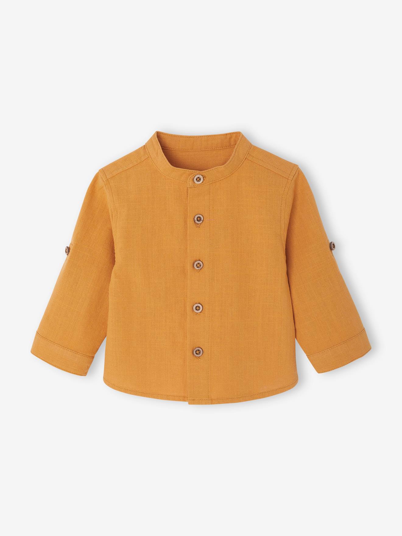 Chemise manches retroussables bébé ocre
