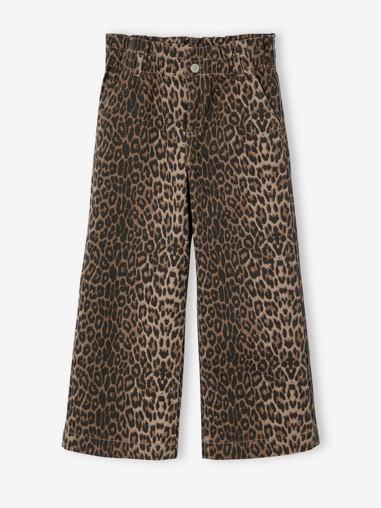 Pantalon large style paperbag imprimé fille beige