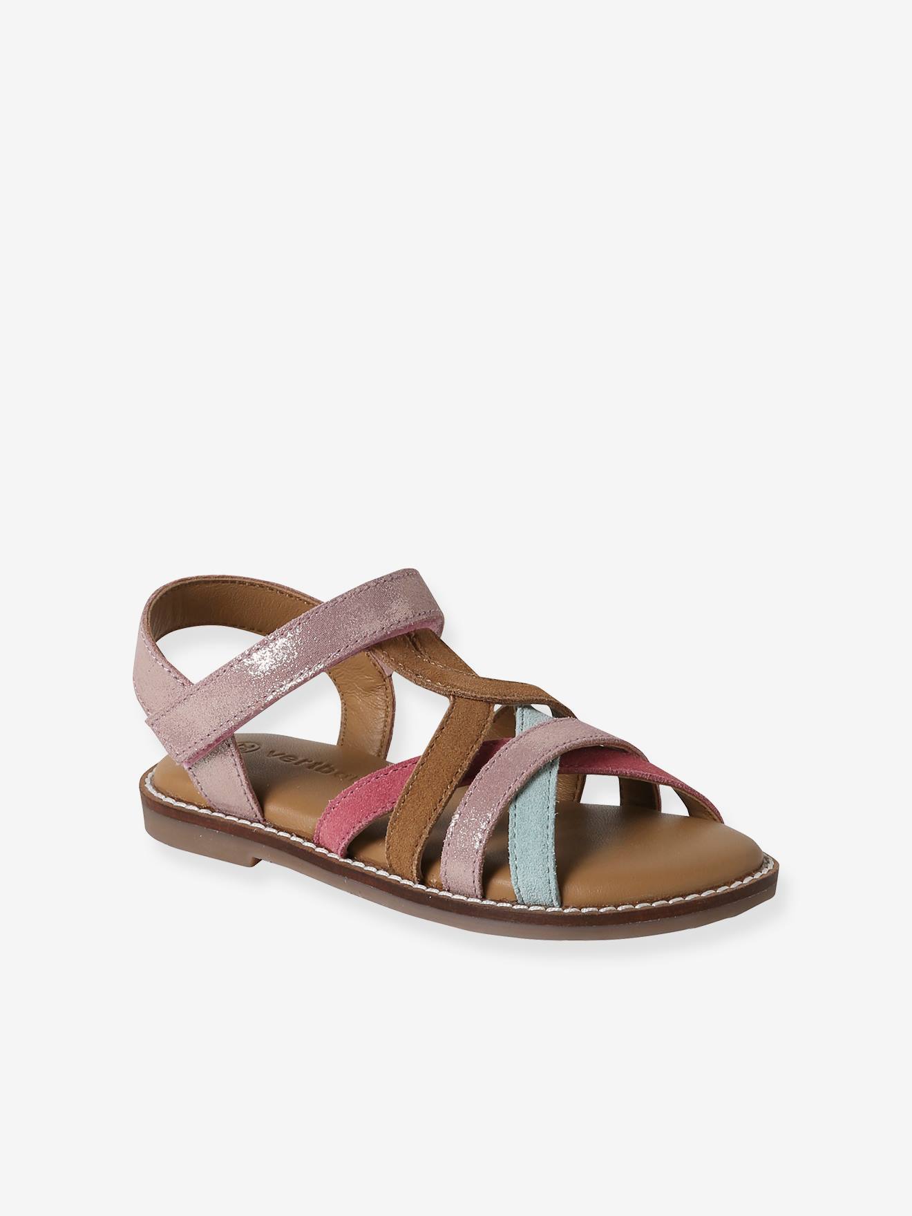 Sandales scratchées cuir enfant collection maternelle multicolore