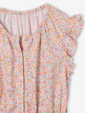 Combi-Short Fille Imprimé Fleurs Vertbaudet - Viscose 100% - Taille 14A Beige/Rose