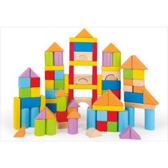 Jouet-Baril de 101 cubes en bois colorés Hape - Pour enfants de 2 ans et plus - Peinture à base d'eau non toxique