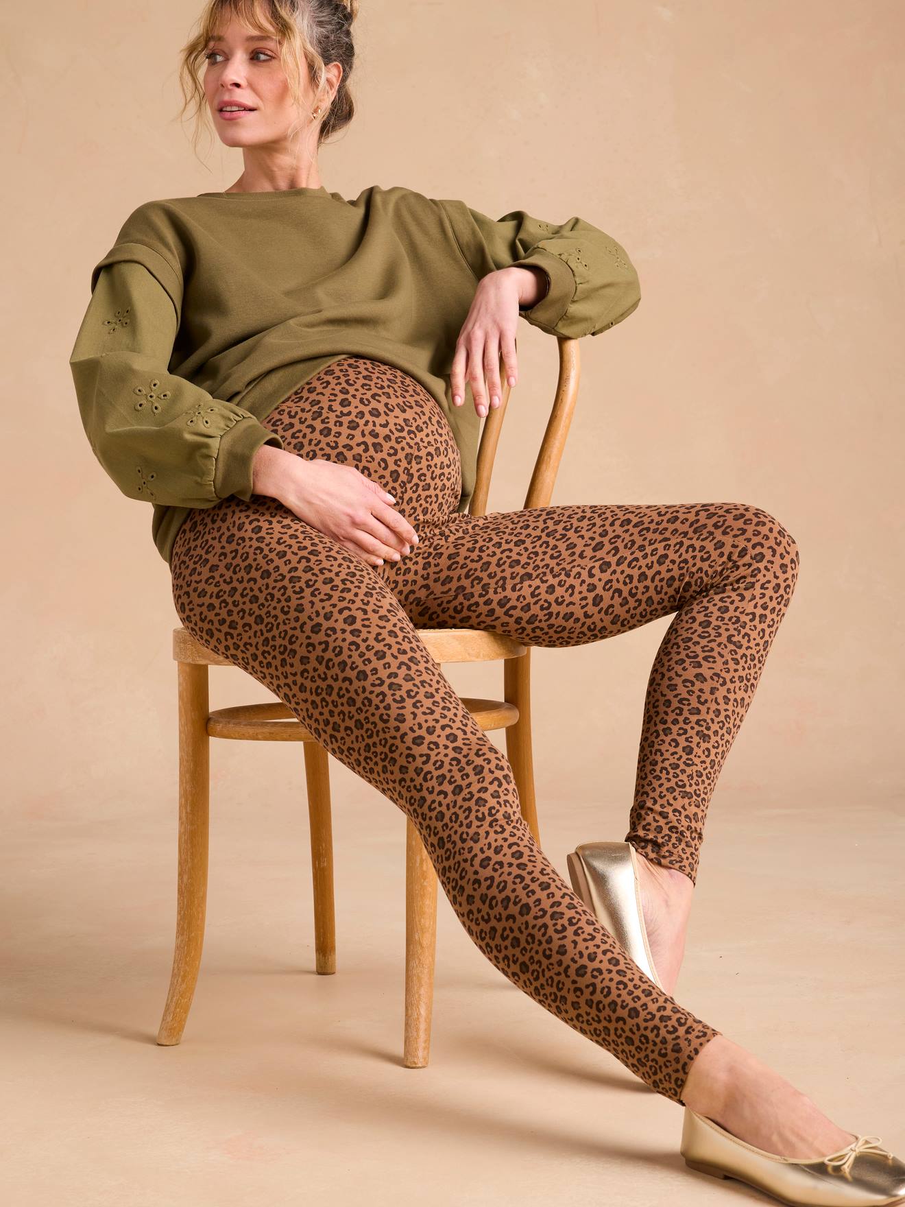 Legging Grossesse Léopard beige