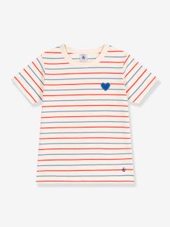 -Tee-shirt enfant à rayures et coeur manches courtes PETIT BATEAU