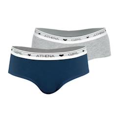 -Lot de 2 boxers ATHENA Fille - Gris - Coton Ultra Doux