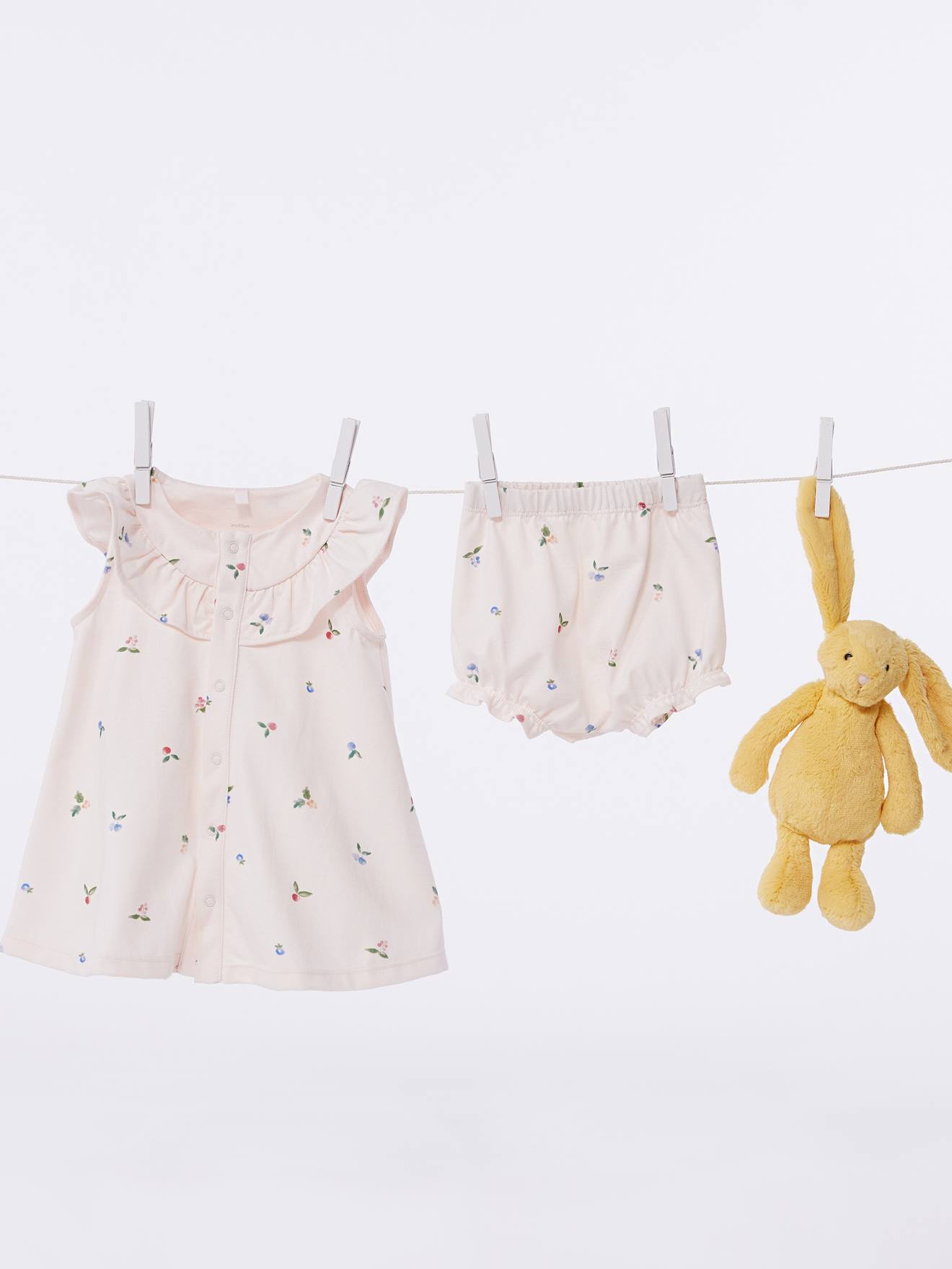Robe bébé + bloomer imprimés fruits blush