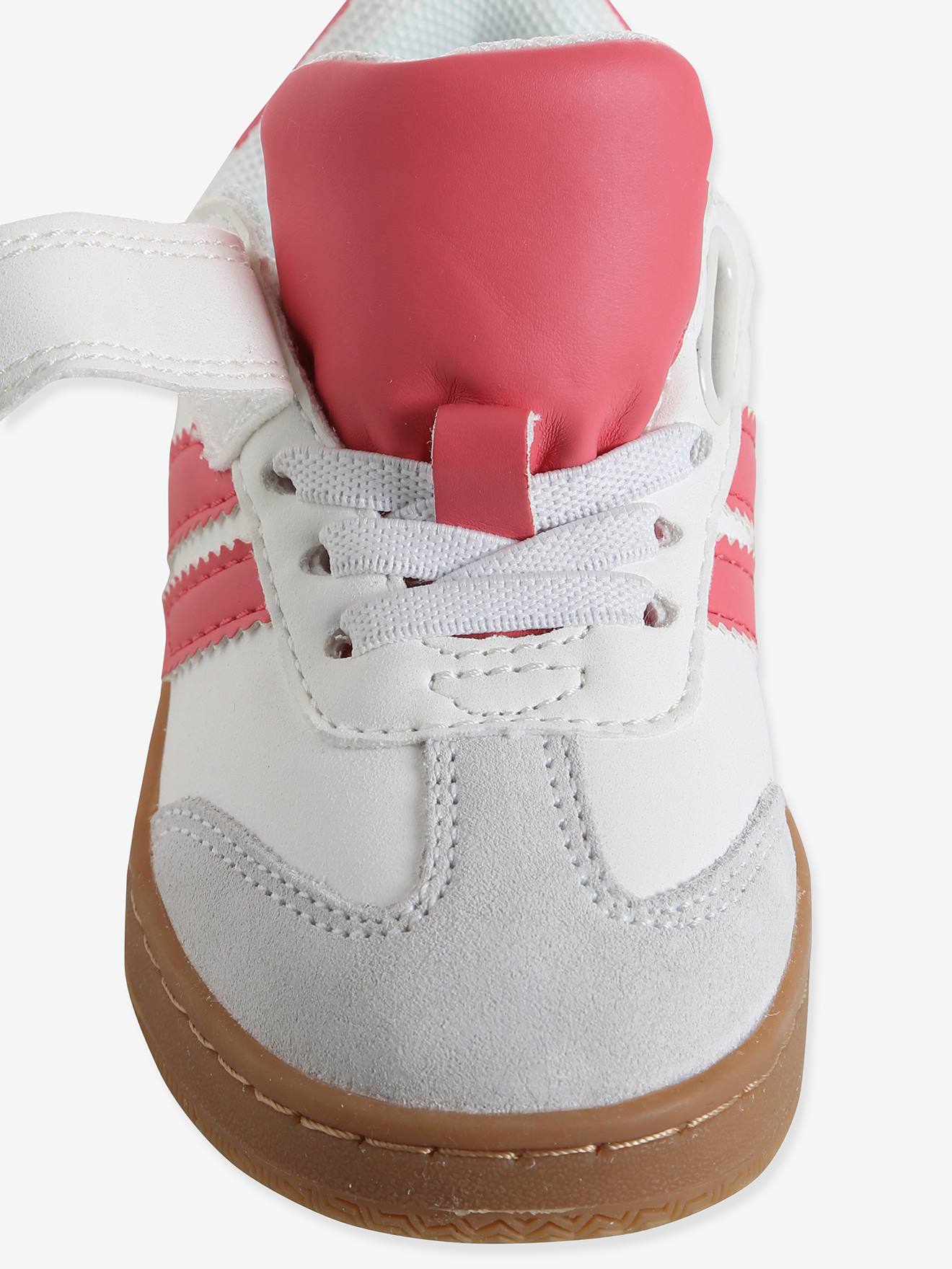 Baskets Bébé Fille Cuir Lacets élastiqués Et Scratchées - Fuchsia