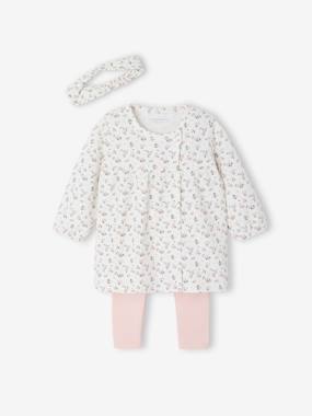 VERTBAUDET Ensemble Robe Molleton + Legging Bébé – Imprimé Cerises Trop Mignon