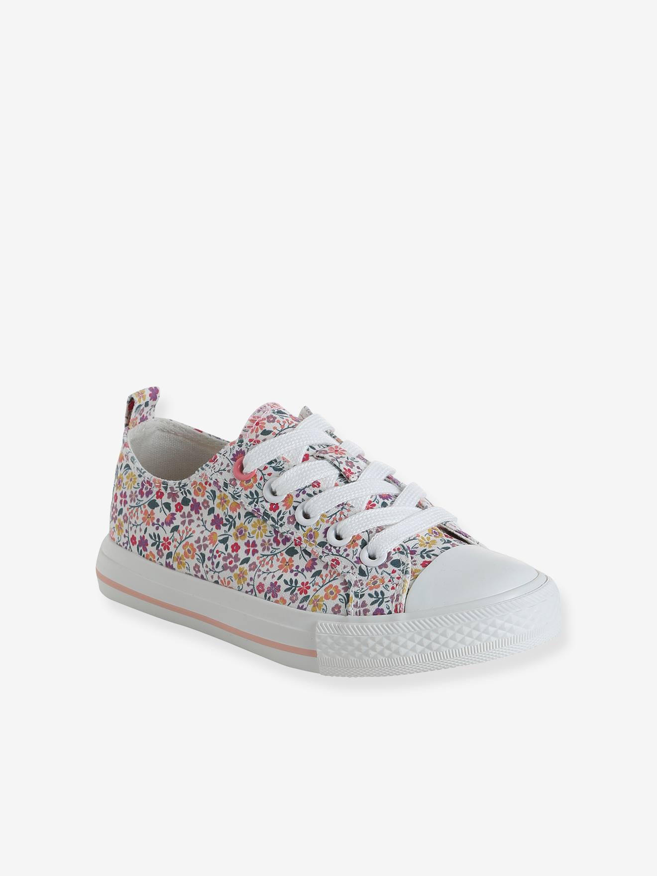 Baskets lacées et zippées toile enfant collection maternelle blush