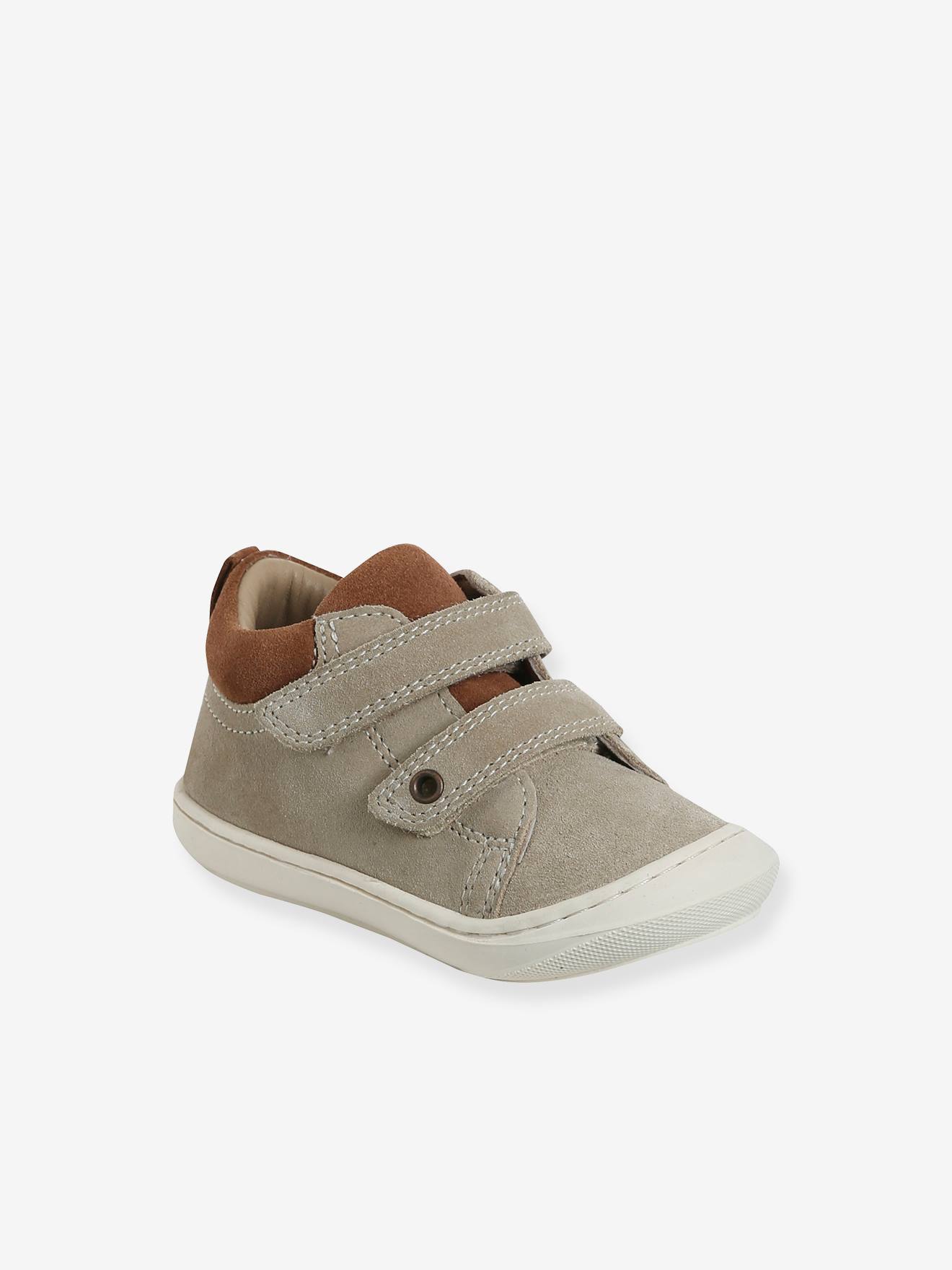 Bottillons scratchés cuir souple bébé premiers pas beige