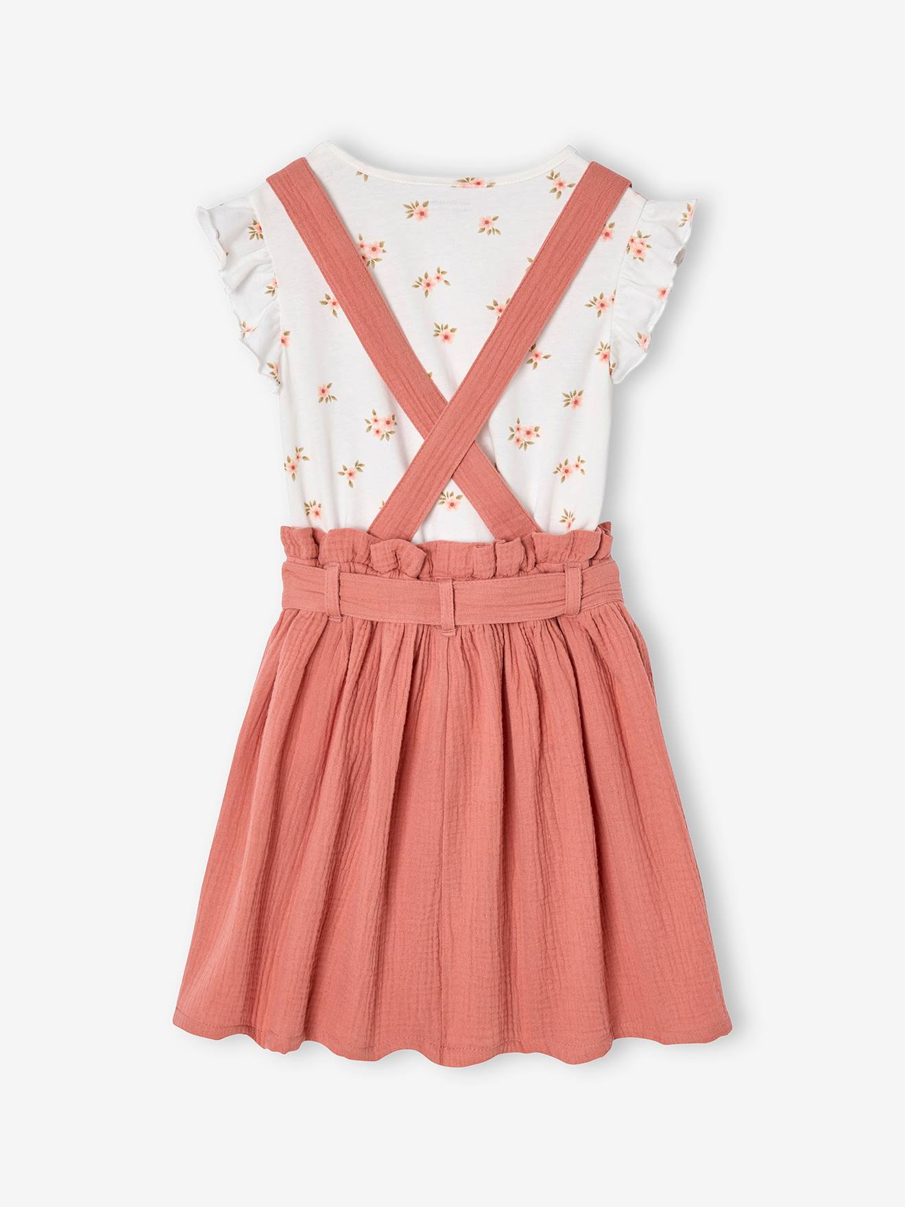 Ensemble Vêtement Catimini Fille 9-10 Ans - Tee-shirt & Jupe En Velours Bleu Turquoise/marron, Occasion Bon état