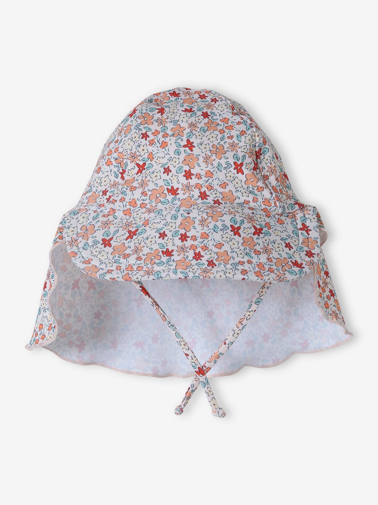 Casquette anti-UV bébé rose imprimé