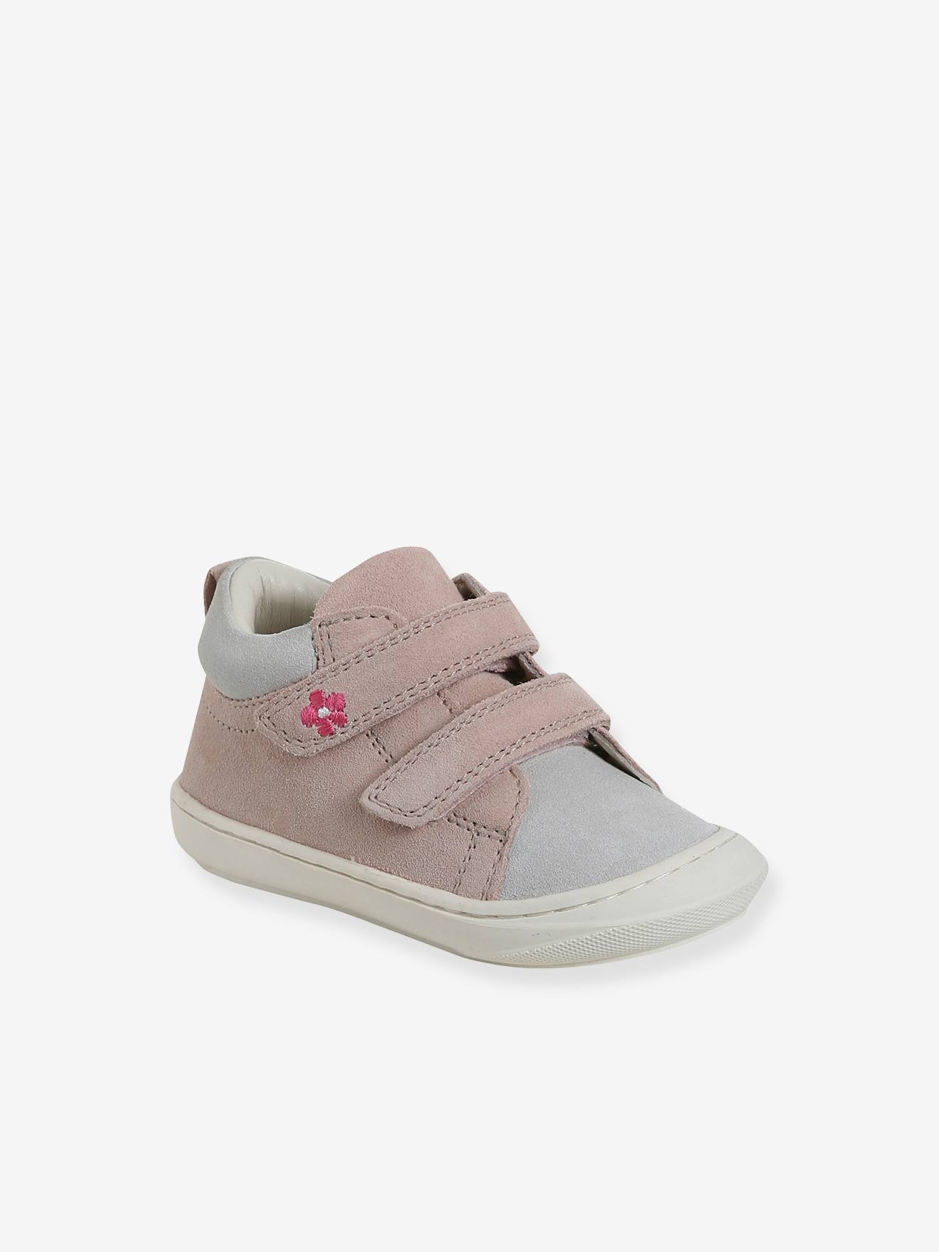 Bottillons scratchés cuir souple bébé premiers pas lot rose