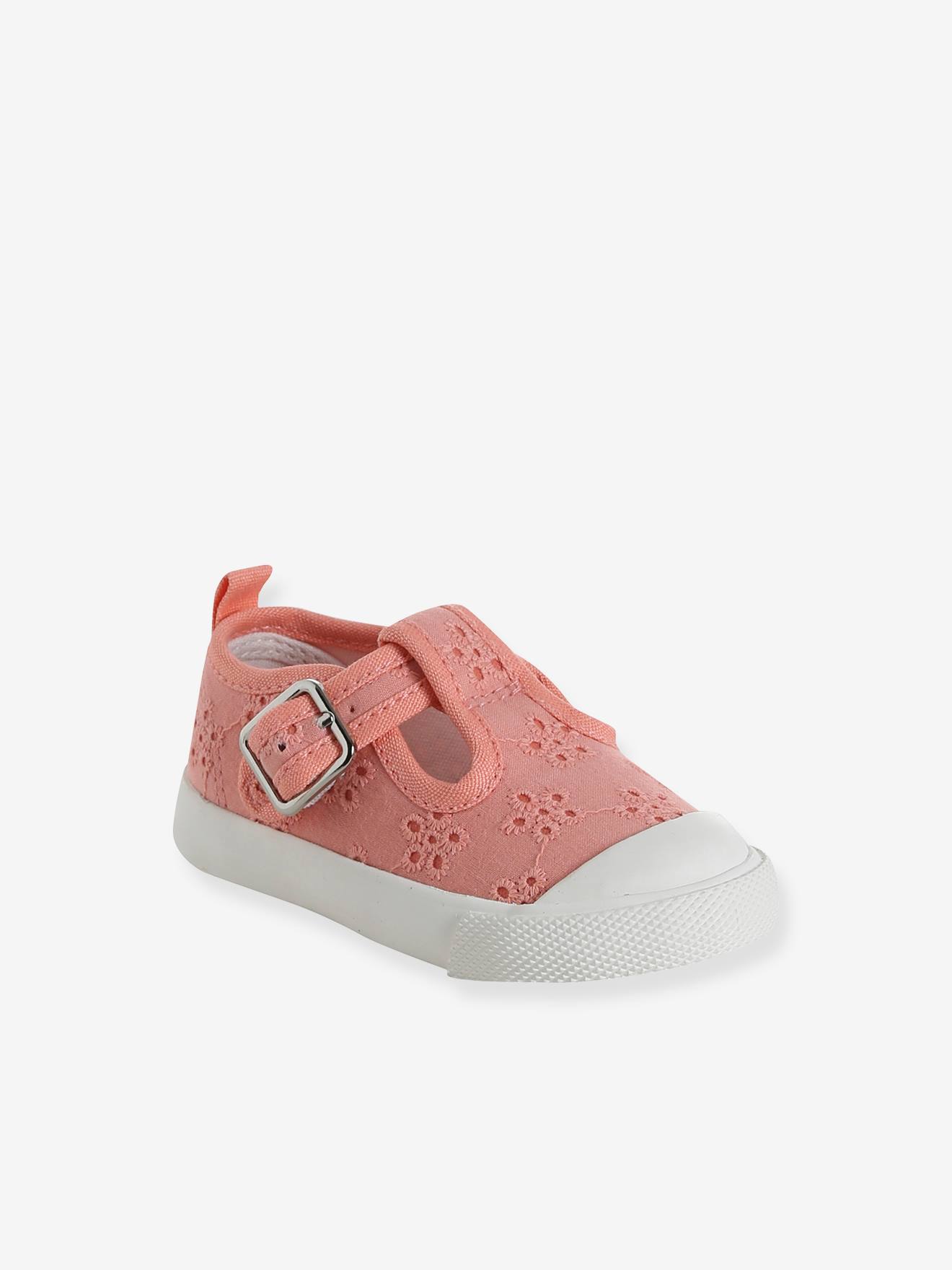 Sandales babies brodées bébé corail