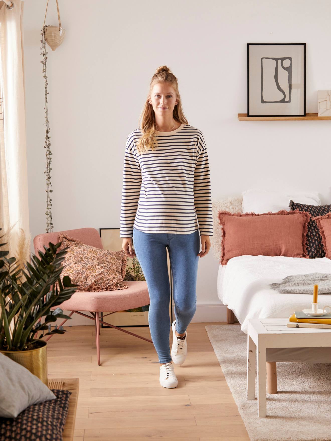 Super skinny de grossesse effet jean denim clair