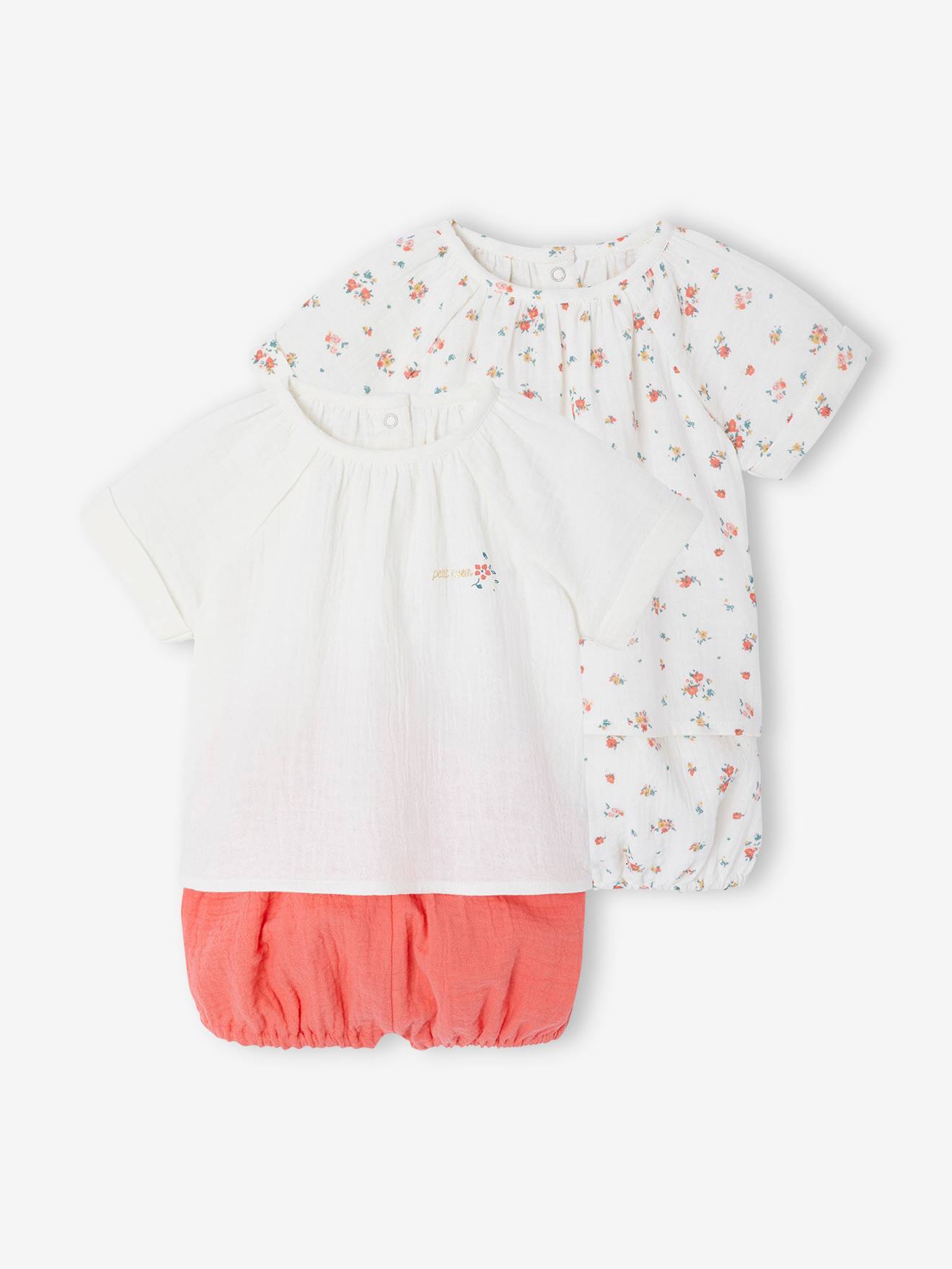 Lot de 2 pyjashorts bébé corail fluo