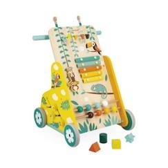 -Chariot Multi-Activités en Bois Tropik - JANOD - 6 Activités - Ecrous Stop - Dès 12 mois