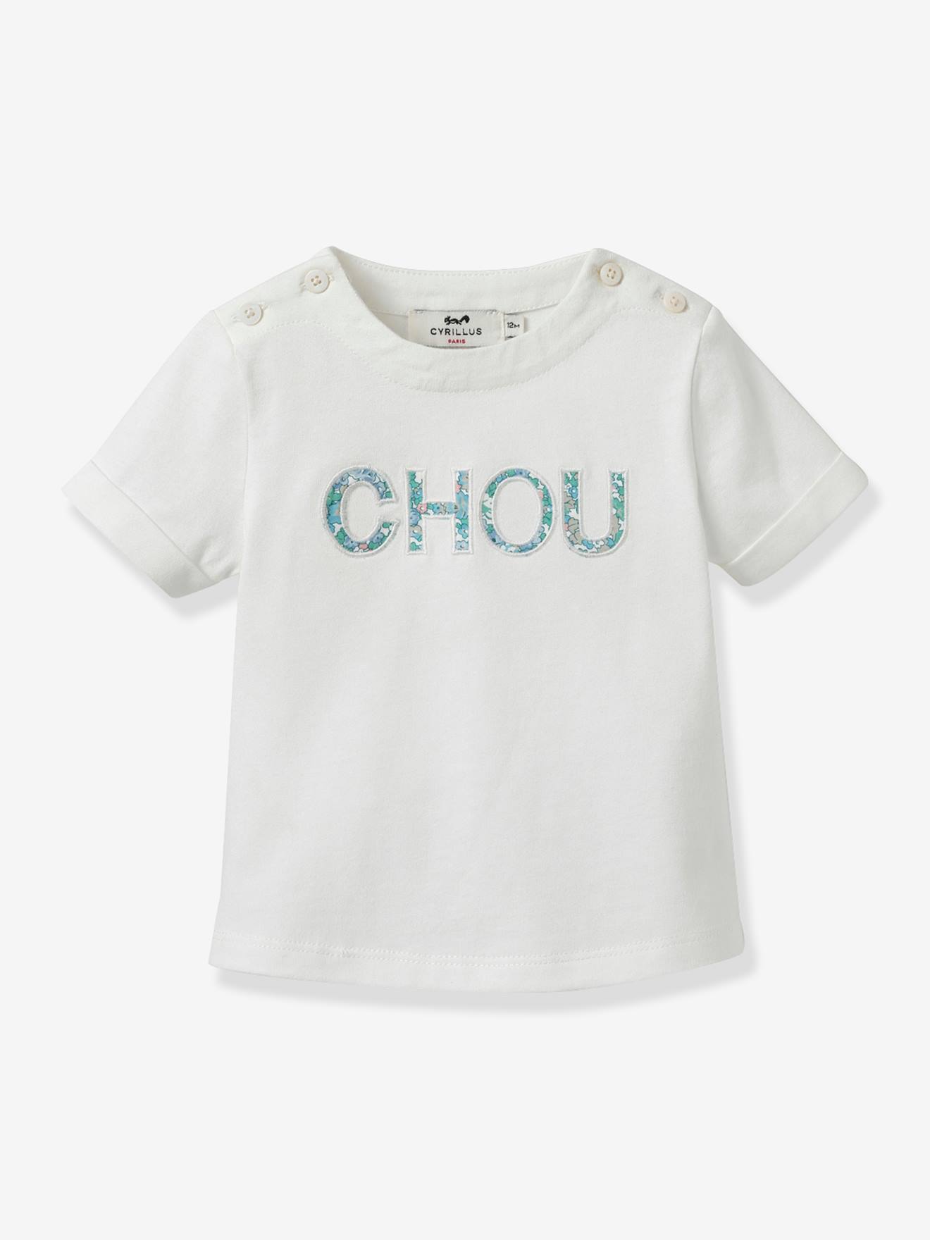 Tee-shirt Bébé Lettres En Tissu Liberty - Coton Biologique Vert Imprimé