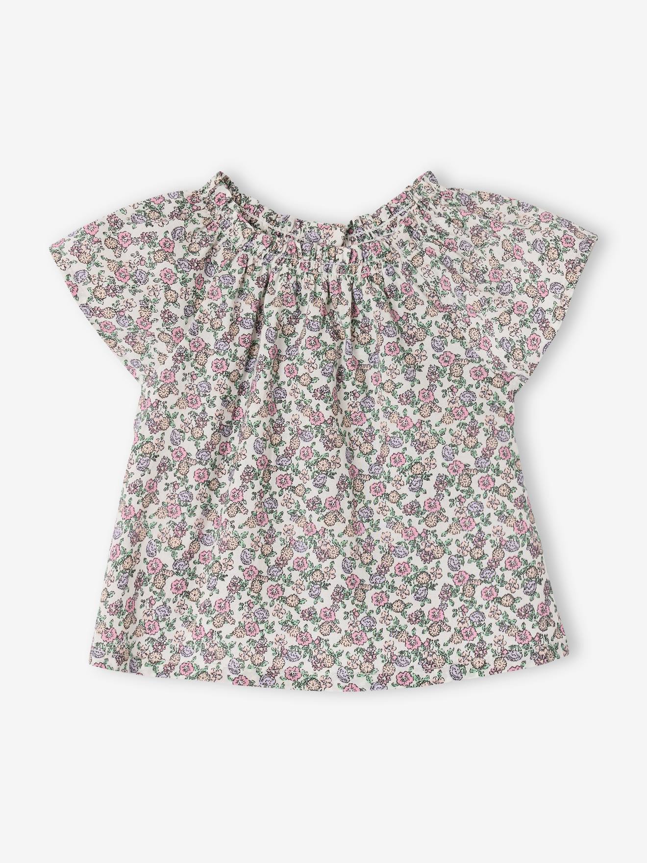Blouse naissance imprimée petites fleurs écru