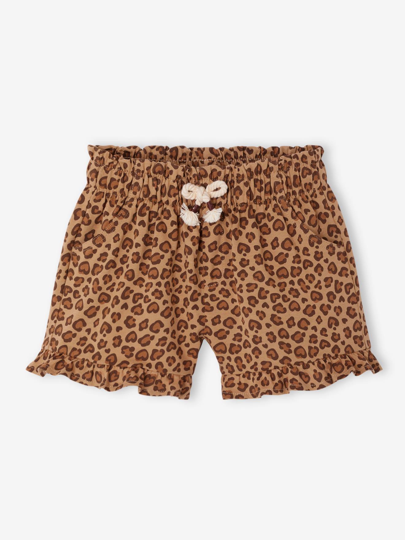 Short à volant fille beige