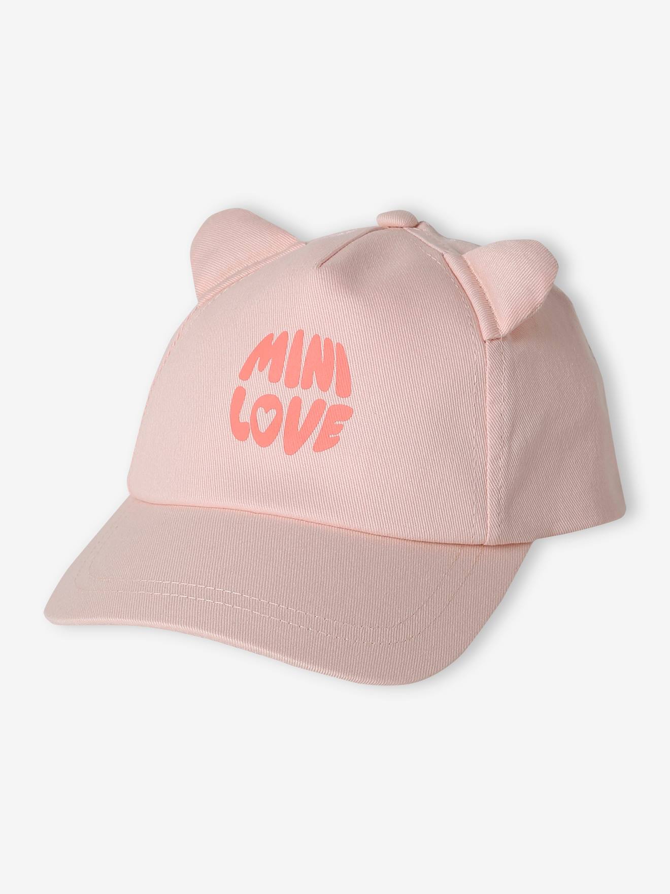 Casquette bébé fille oreilles décoratives rose pâle