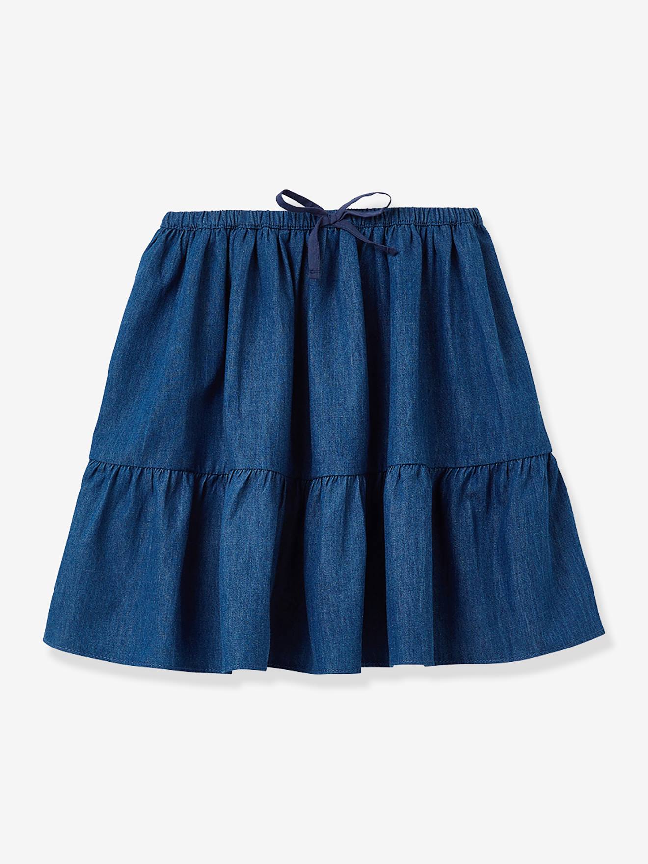 Jupe Volantée Fille En Denim Light Cyrillus Bleu Jean